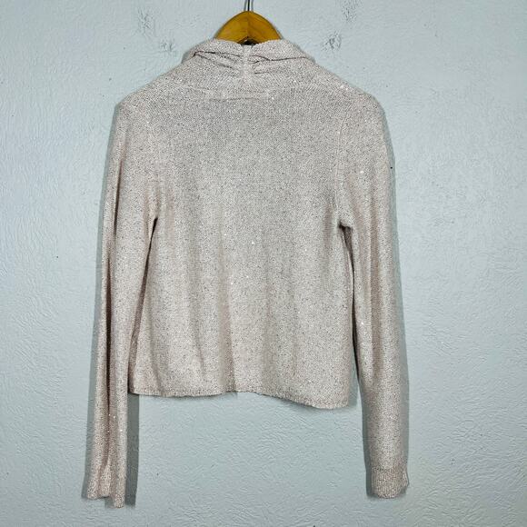 NEW! Knitted & Knotted Metallic Thread Cardigan Open Front Pink - S - Picture 3 of 8